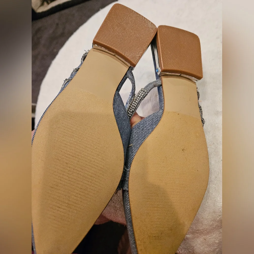 SHOE DAZZLE DENIM OPEN BACK FLATS